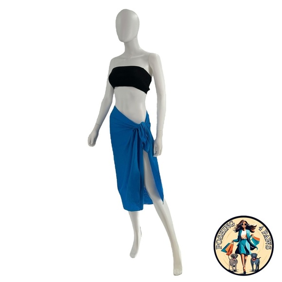 AEXAE Linen Wrap Beach Sarong Swim Cover Up Midi Skirt Pareo Ibiza Blue One Size - Picture 10 of 11